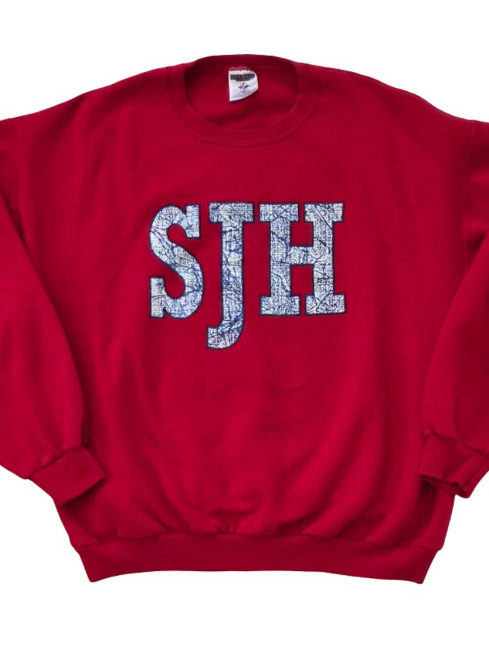 Vintage Jerzees Sweatshirt XL Red SJH Collegiate Varsity Graphic Crewneck